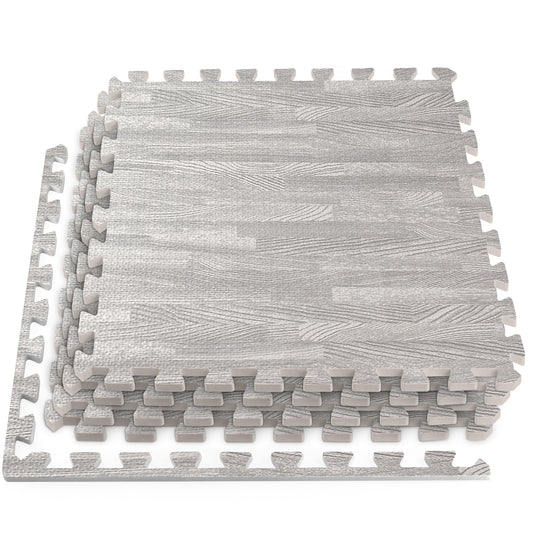 Grey Wood Grain Foam Floor Tiles - Unboxed