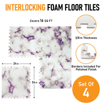 Purple Marble Foam Floor Tiles