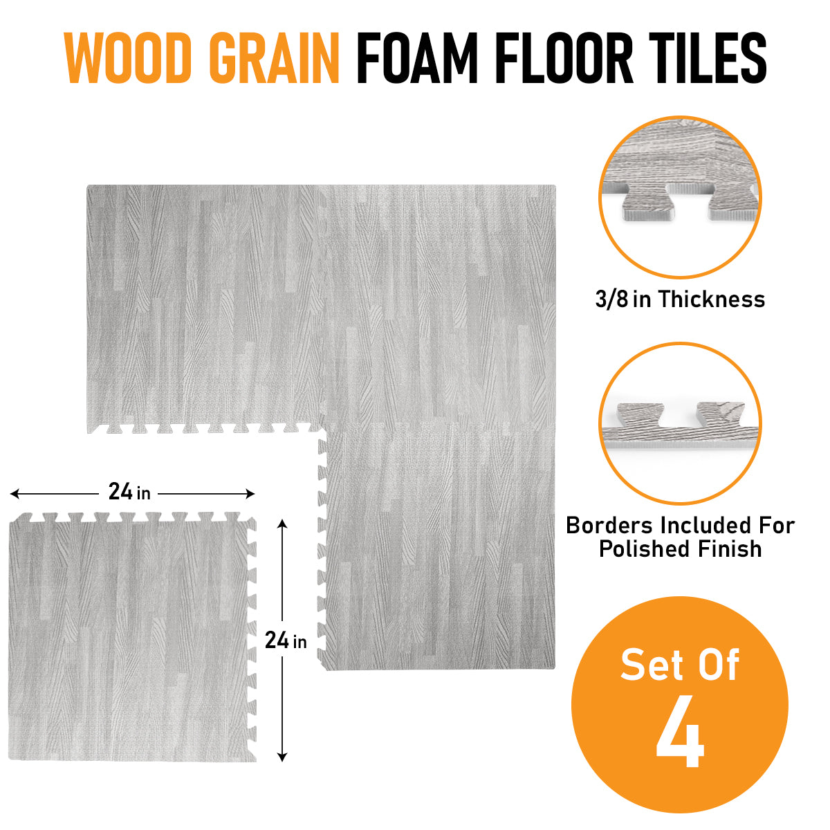 Grey Wood Grain Foam Floor Tiles