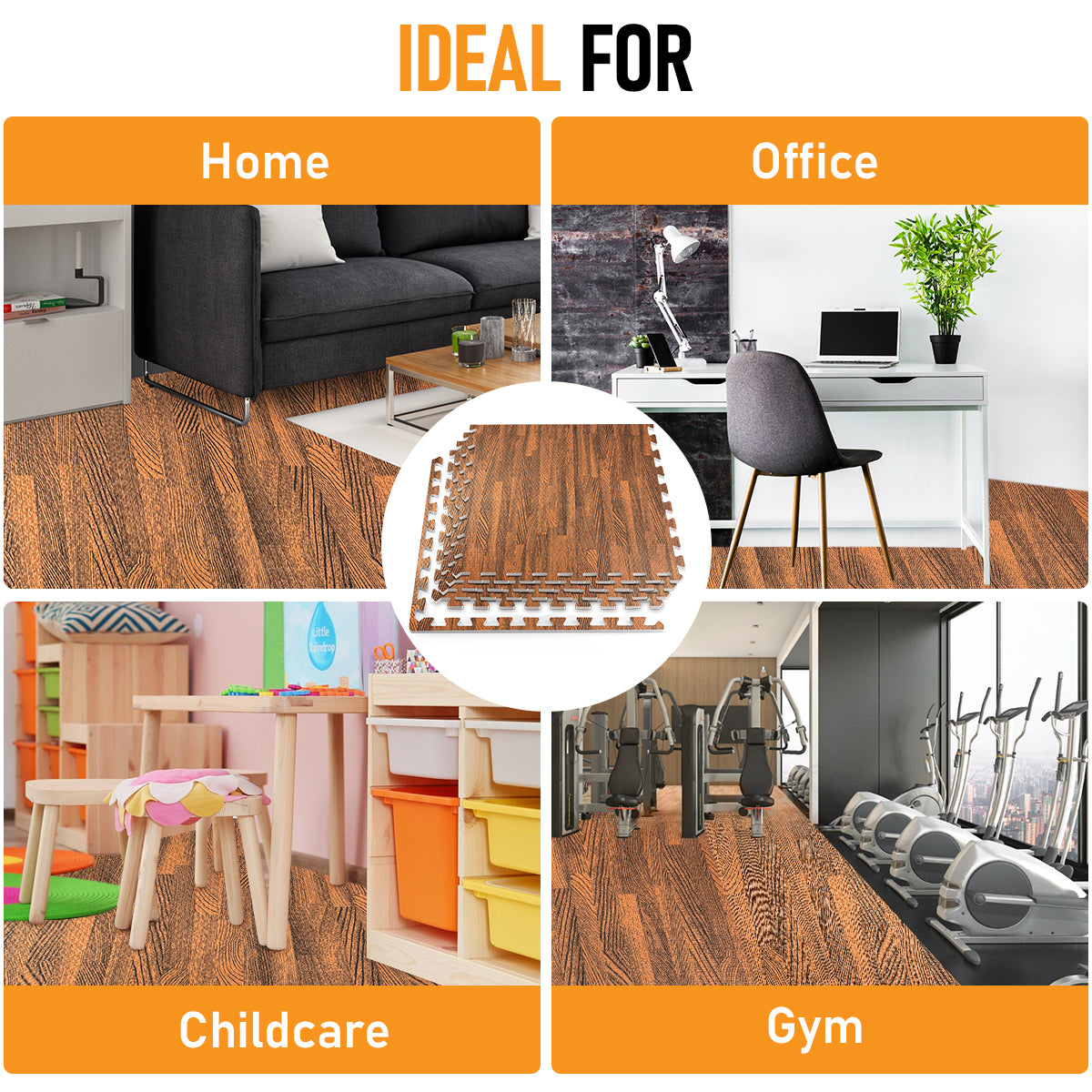 HomeCube USA 38 inch Thick Interlocking Wood 