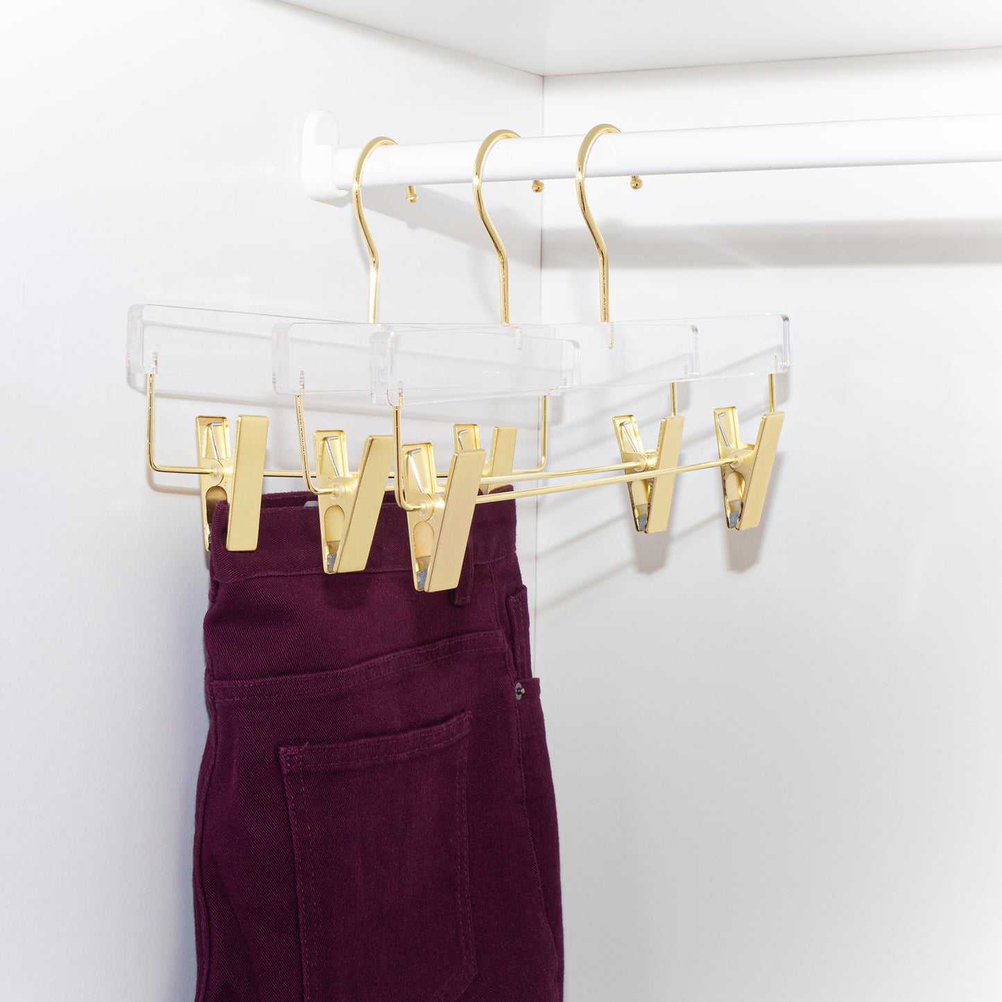 Acrylic Skirt & Pant Hanger with Bar & Clip